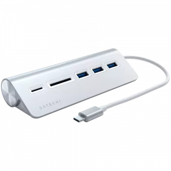 Satechi Type-C aluminium USB-hub & kaartlezer, zilver, ST-TCHCRS