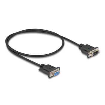 DeLOCK 87819 Seriële kabel RS-232, D-Sub 9 male naar female, 0,5 m, zwart
