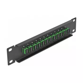 Glasvezel patchpaneel DeLOCK 10 inch 12 poorten SC simplex groen 1U zwart