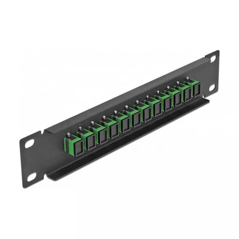 Glasvezel patchpaneel DeLOCK 10 inch 12 poorten SC simplex groen 1U zwart