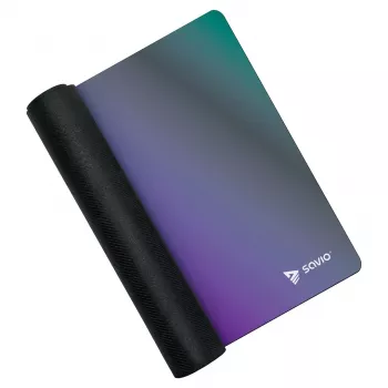Gaming-muispad SAVIO Super Speed L Prism Edition — 700×300×3 mm, paars, gestikte randen, antislip onderkant