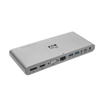 Eaton Tripp Lite USB-C-dock, triple display - 4K HDMI/DisplayPort, VGA, USB 3.2 Gen 1, USB-A/USB-C-hub, GbE, 100W PD-opladen, International Power Cables - dockingstation - USB-C