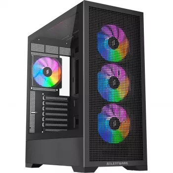 PC-behuizing Silentware Core 100 A-RGB zwart — model CORE100zwart, A-RGB-verlichting, midtower-formfactor
