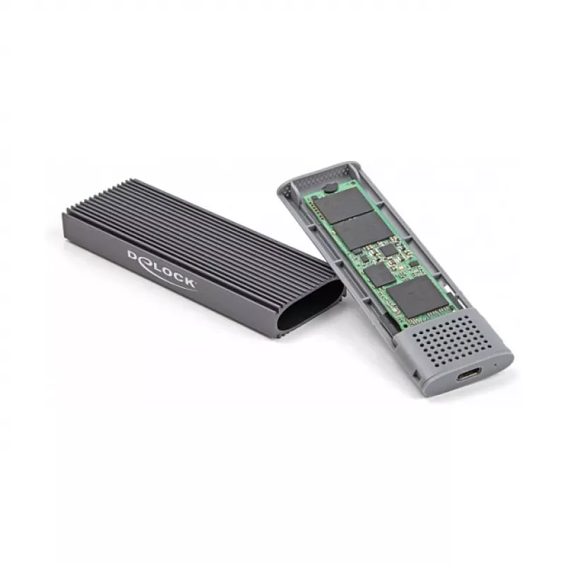 SSD-behuizing DeLOCK Externe USB Type-C combo-behuizing voor M.2 NVMe PCIe of SATA SSD gereedschapsloos