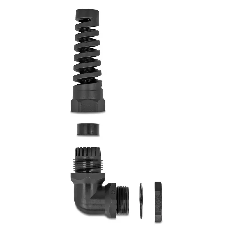 DeLOCK kabelwartel 90° haaks PG21 zwart trekontlasting