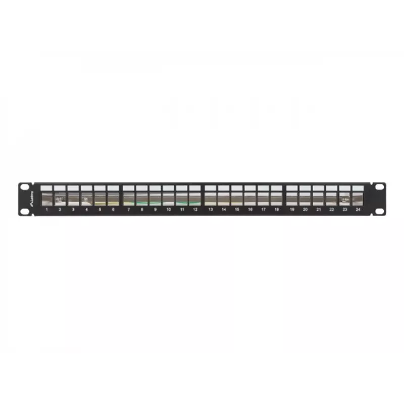 Patchpanel leeg 24 poorten 1U 19 inch FTP voor keystone-modules zwart