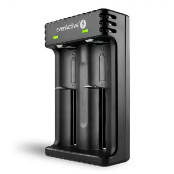Batterijlader everActive LC200 huishouden USB, 2-vaks, Li-Ion, ondersteunt A/AA/AAA/AAAA/C/D, 5 V ingang, 4,2 V uitgang, zwart