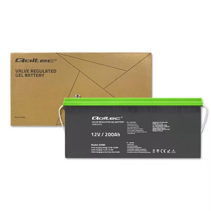 Qoltec batterij Gel | 12V | 200Ah | GEL | 59,5 kg