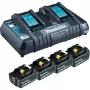 Makita DC18RD - oplader + accu 4 x - Li-Ion - 6 Ah - 108 Wh - 2 x accu opladen (199485-6)