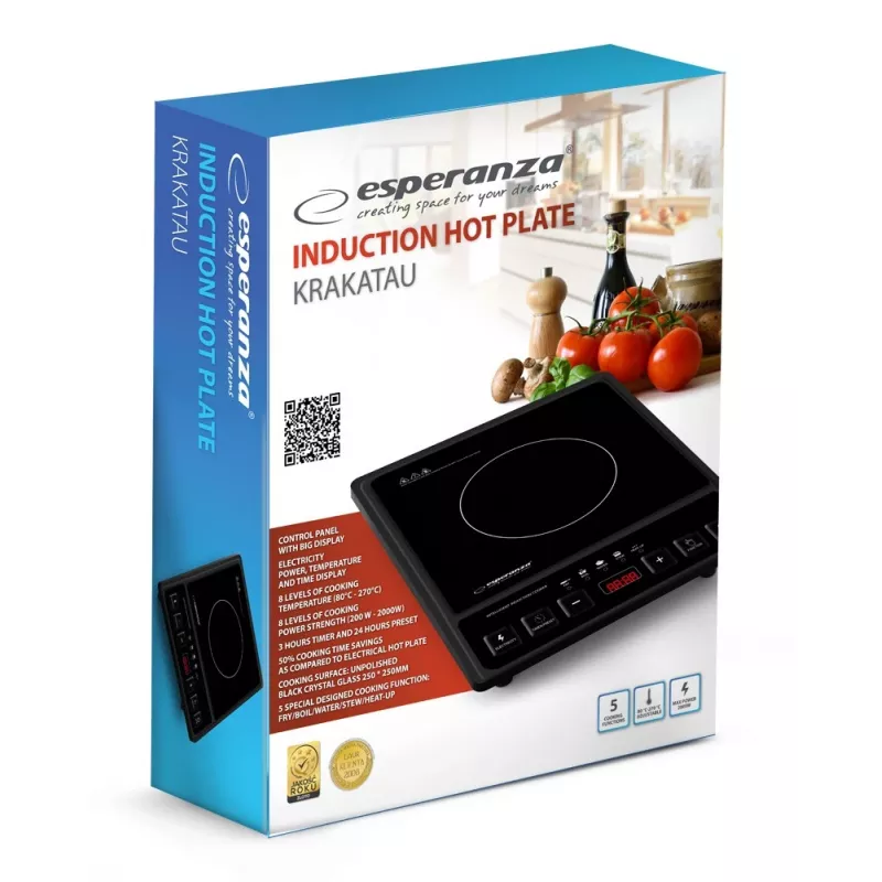 Esperanza EKH011 kookplaat zwart vlak oppervlak inductiekookplaat 1 kookzone(s)