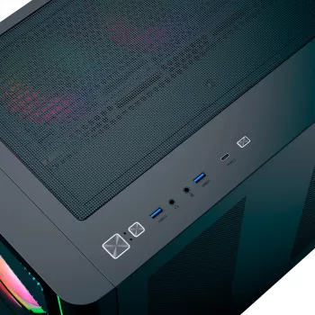 Tower-pc-behuizing AEROCOOL P500C EVO-G-BK-v1 met 2 glazen zijpanelen, zwart