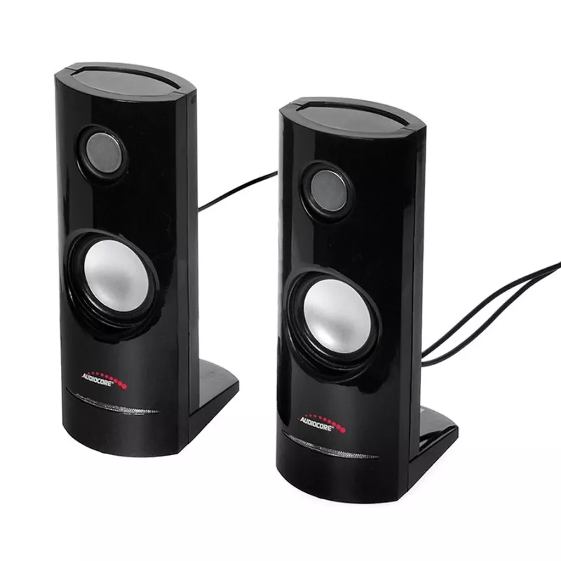 Bekabelde 2-weg-pc-luidspreker Audiocore AC860, 2.0 kanalen, 4 W RMS, USB-voeding, 3,5 mm ingang, zwart