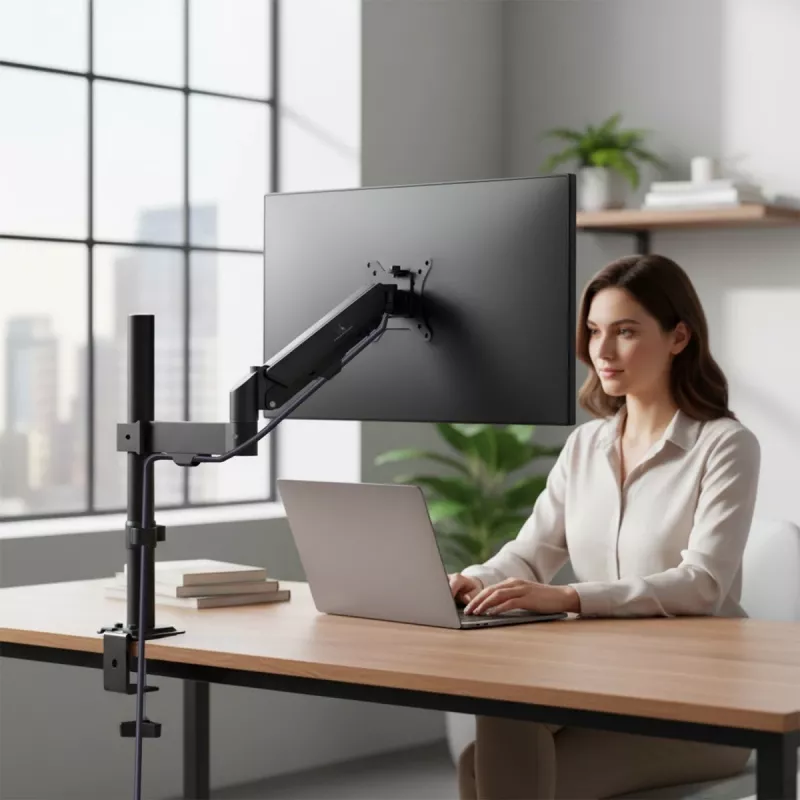 Monitorbeugel MACLEAN MC-135 gasdrukveer voor 17-inch–32-inch beeldschermen, belasting 2–10 kg, zwart