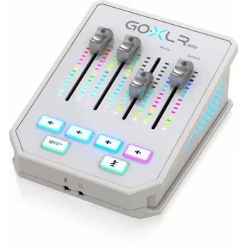 Audiomixer TC-Helicon GO XLR Mini-WH wit — compacte USB-vocal/interface-mixer voor streaming