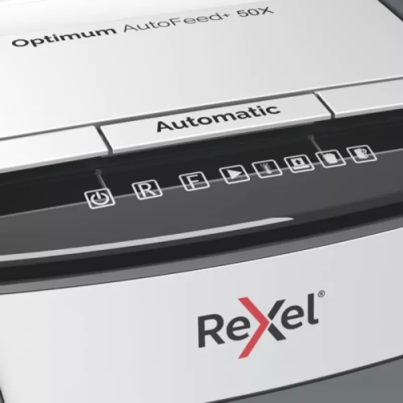 Rexel Optimum AutoFeed+ 50X papierversnipperaar met automatische invoer, deelsnede, P4