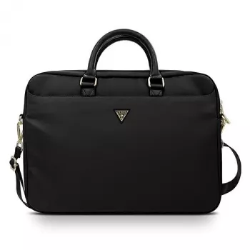 Laptoptas GUESS GUCB15NTMLBK 16 inch zwart nylon met driehoek-logo