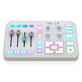USB-audiomixer TC‑Helicon GO XLR‑WH wit — 1 XLR-microfooningang, USB‑B, 48 V fantoomvoeding, 24‑bit/48 kHz, optische uitgang