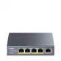 Cudy GS1005P netwerkswitch — 5-poorts Gigabit Ethernet met 4 PoE-poorten, 60 W totaalvermogen, metalen behuizing, rackmonteerbaar