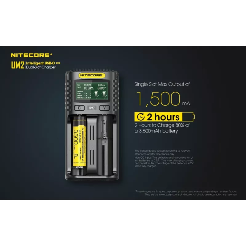 Nitecore UM2 acculader huishoudbatterij DC lithium-ion nikkel-cadmium