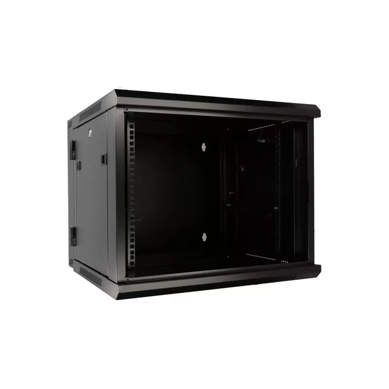Extralink rackmount-behuizing 9U 600x600 AZH zwart wandgemonteerd, zwaaiend type
