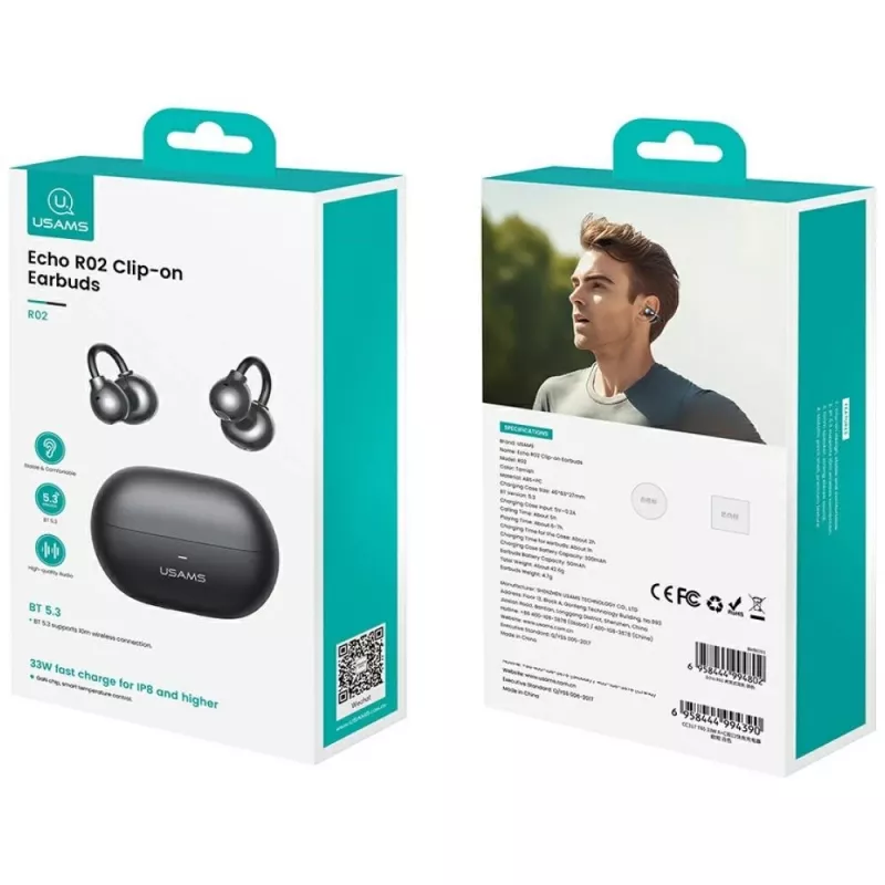 Bluetooth-hoofdtelefoon R02 Clip-on grijs