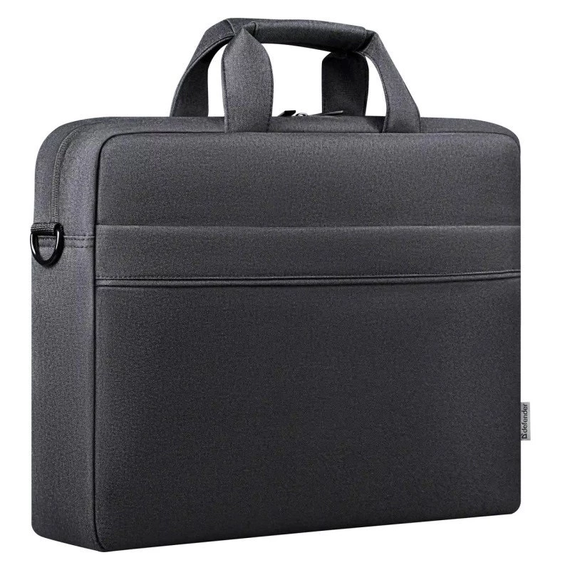 Laptoptas DEFENDER FIRM 26123 voor 15,6 inch laptops, polyurethaan, zwart, toploader, afneembare schouderriem