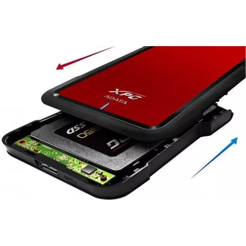 ADATA EX500 HDD/SSD-behuizing zwart, rood 2,5 inch