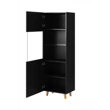 Vitrinekast Cama Meble PAFOS 60x40x182 cm matzwart — vrijstaande wandkast