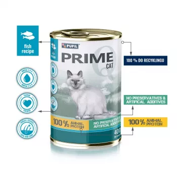 PUPIL Prime rijk aan zalm met forel - natvoer voor katten - 400 g