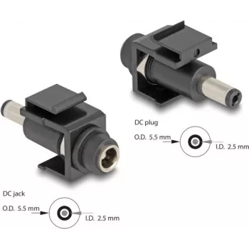 DeLOCK keystone-module DC 5,5 x 2,5 mm bus naar stekker zwart