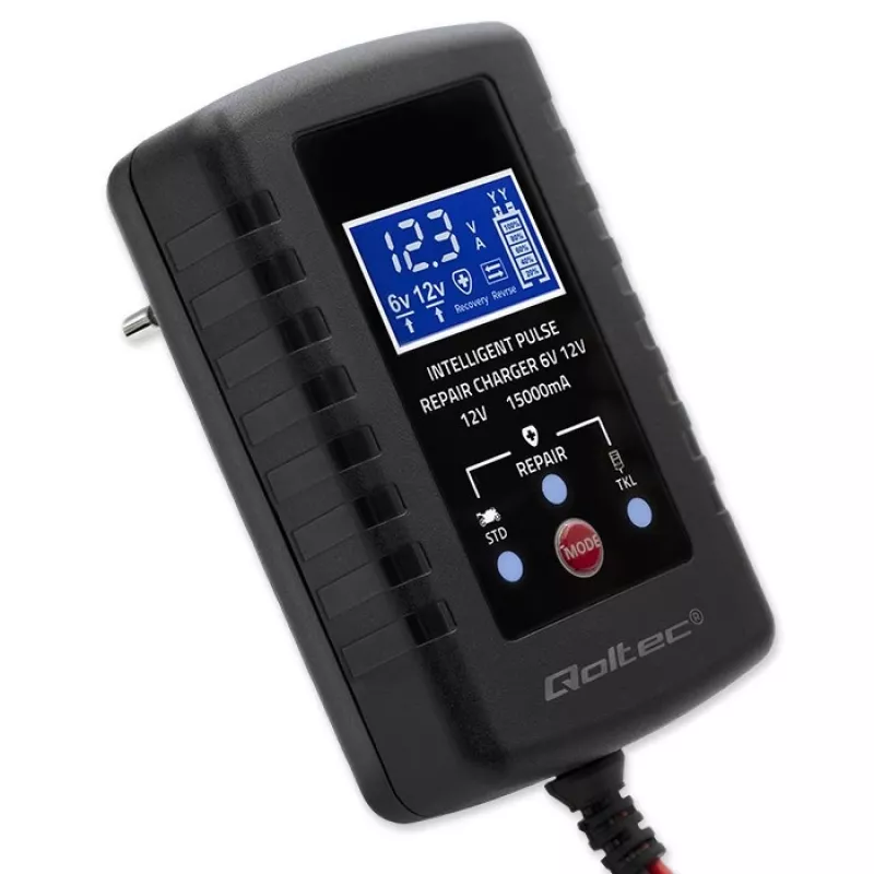 Acculader QOLTEC 52426 voor AGM-/GEL-/standaard-accu's 6V/12V 2A met LED-indicatie