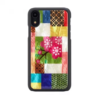 Telefoonhoesje iKins voor iPhone XR — kersenbloesempatroon, zwart