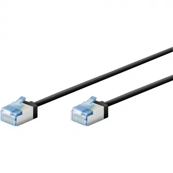 Goobay ultra-flexibele CAT 6A patchkabel slank U/FTP zwart – extra korte stekker (74320)
