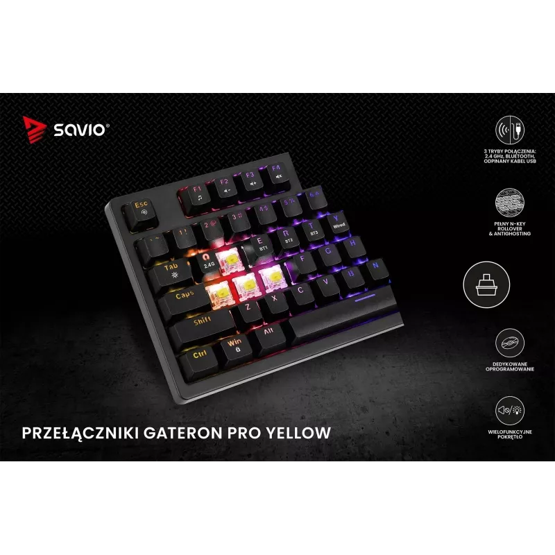 Savio Phenix SAVGK-RED gamingtoetsenbord USB RF draadloos Bluetooth QWERTY