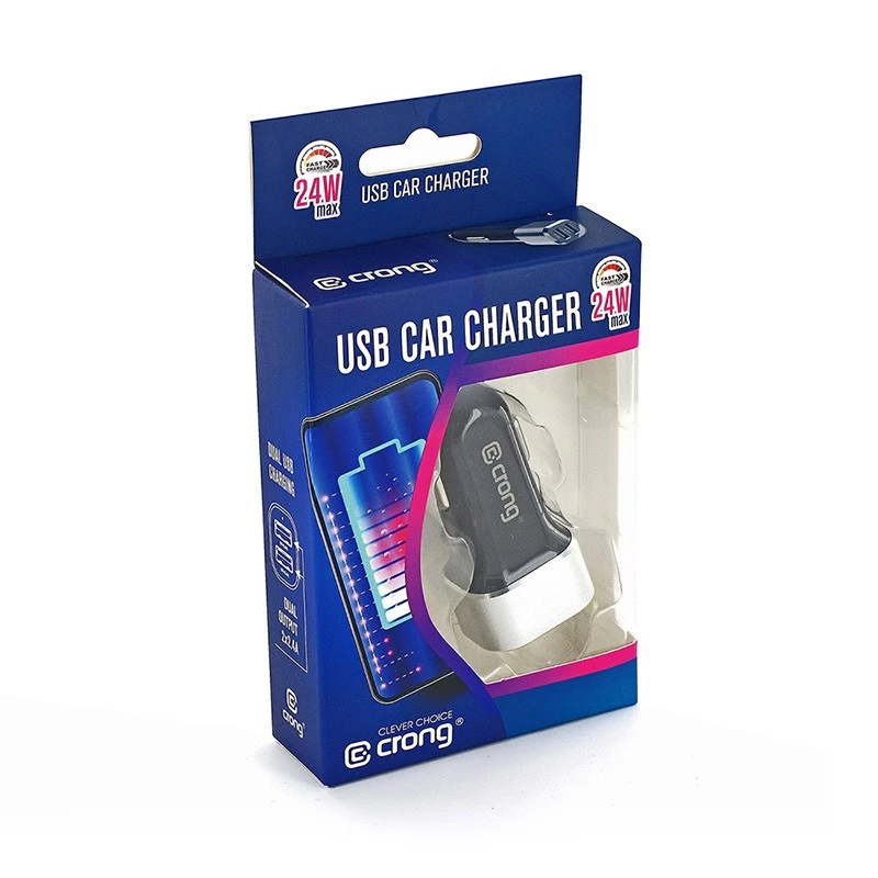 Autolader 2x USB 2,4A aluminium