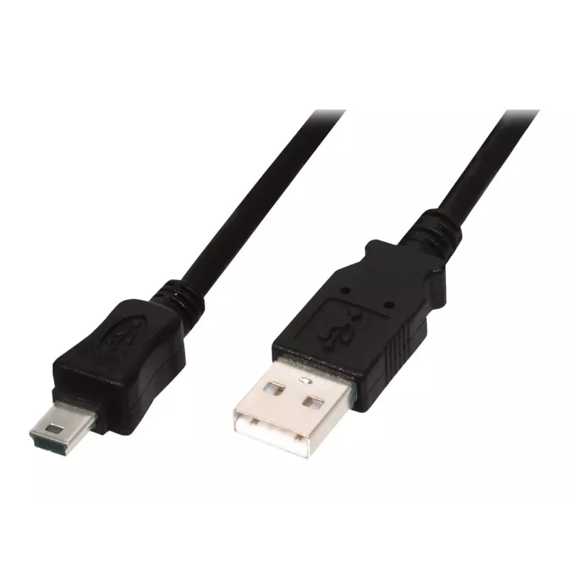 Digitus ASSMANN - USB-kabel - USB Type A, 4-polig (M) - Mini-USB, type B (M) - 1 m (USB / Hi-Speed USB) - gegoten - zwart (AK-300108-010-S)