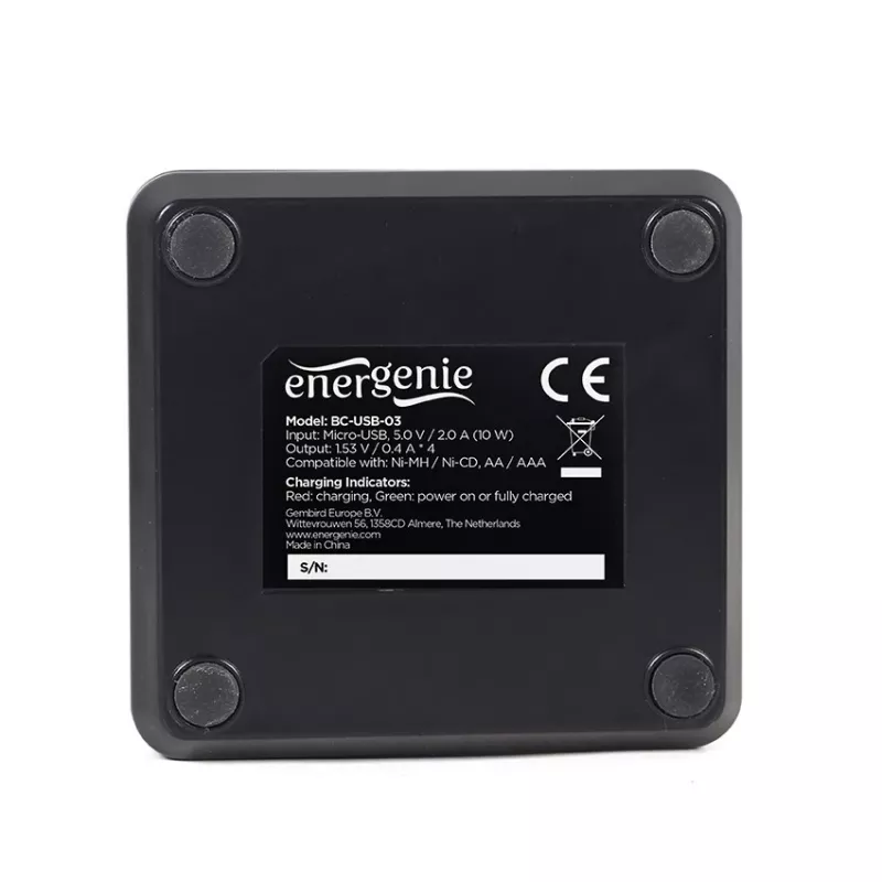 Batterijoplader Gembird BC-USB-03 USB-compatibel AA AAA zwart