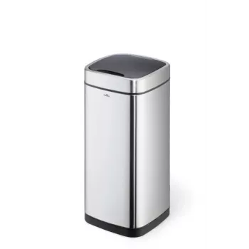 Rechthoekige afvalbak Durable NO TOUCH 35L RVS zwart zilver