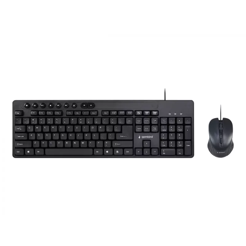 Bekabeld full-size toetsenbord Gembird KBS-UM-04 USB QWERTY US-Engels met muis, zwart, 1,5 m kabel