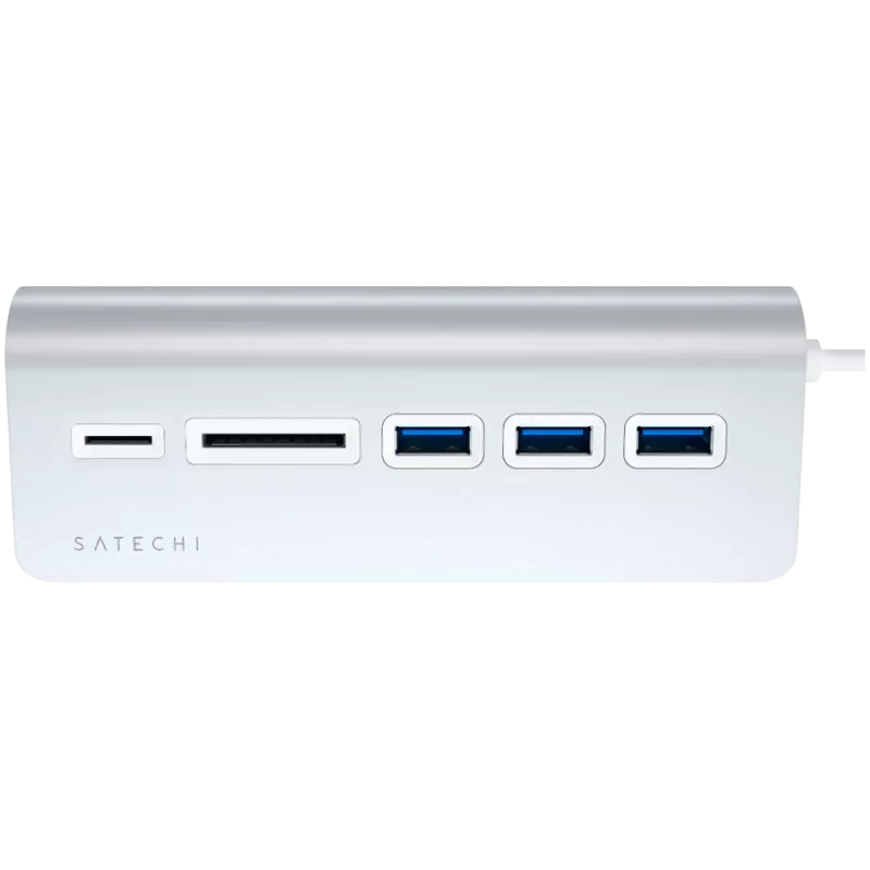 Satechi Type-C aluminium USB-hub & kaartlezer, zilver, ST-TCHCRS