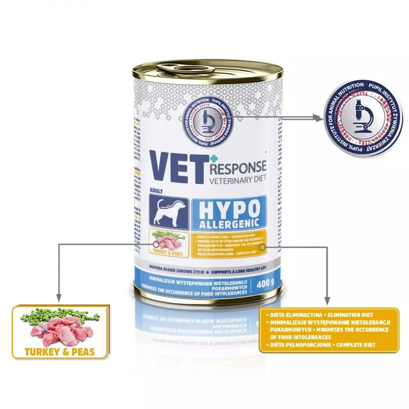 VET RESPONSE Hypoallergenic kalkoen - natvoer voor honden - 400 g