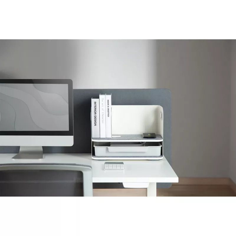 Digitus desktop-organizer met Qi-oplader staal grijs wit 1 lade