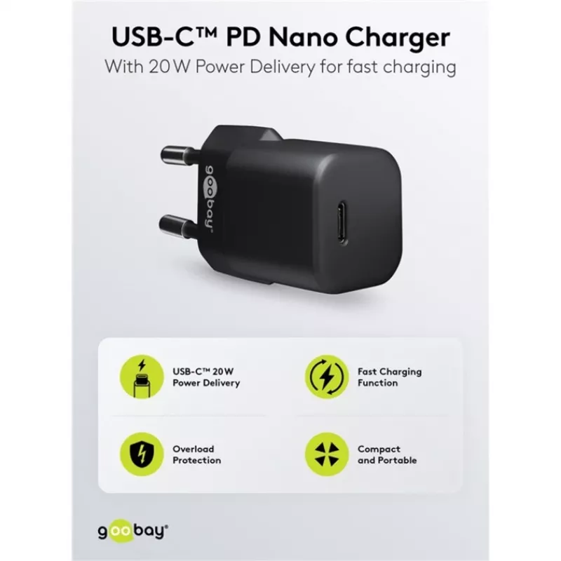 Mobiel oplader Goobay 65403 universeel zwart AC-snelladen