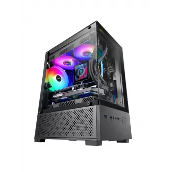 Mini-tower-pc-behuizing TACENS Mars Gaming MC-SE2 — Mini-ITX / Micro-ATX, zwart, zijvenster, bodemvoeding, ondersteunt 2x2,5 inch + 1x3,5 inch