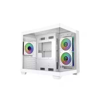 Cooler Master E481-WHNN-S00 Elite 481 WOOD wit, mATX, frontpaneel, 70° volledig zicht tempered glass