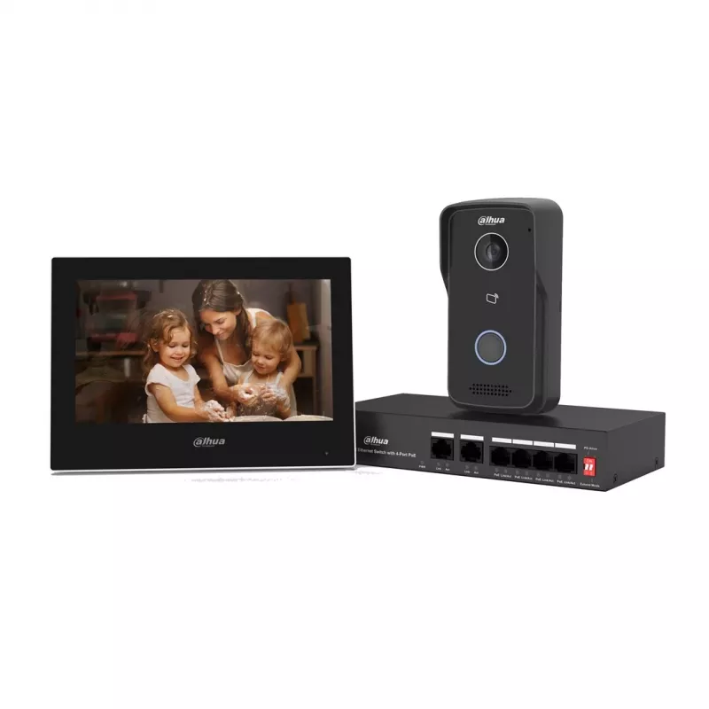 Videodeurintercom DAHUA KTP03 7-inch monitor, 2-draads aansluiting, PoE, 1024x600, 2-MP-camera