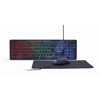 Bekabeld full-size toetsenbord met muis Gembird KBS-UML-01 — USB, QWERTY US, 104 toetsen, zwart