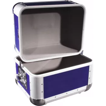 Roadinger platencase 3011003B aluminium donkerblauw afgerond – vinyl- of mediakoffer