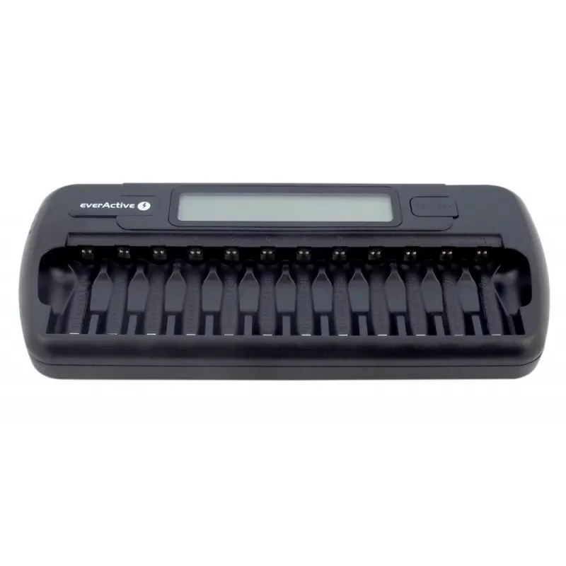 Batterijlader everActive NC-1200 – universele 12-voudige lader voor AA/AAA, 12 V ingang, zwart