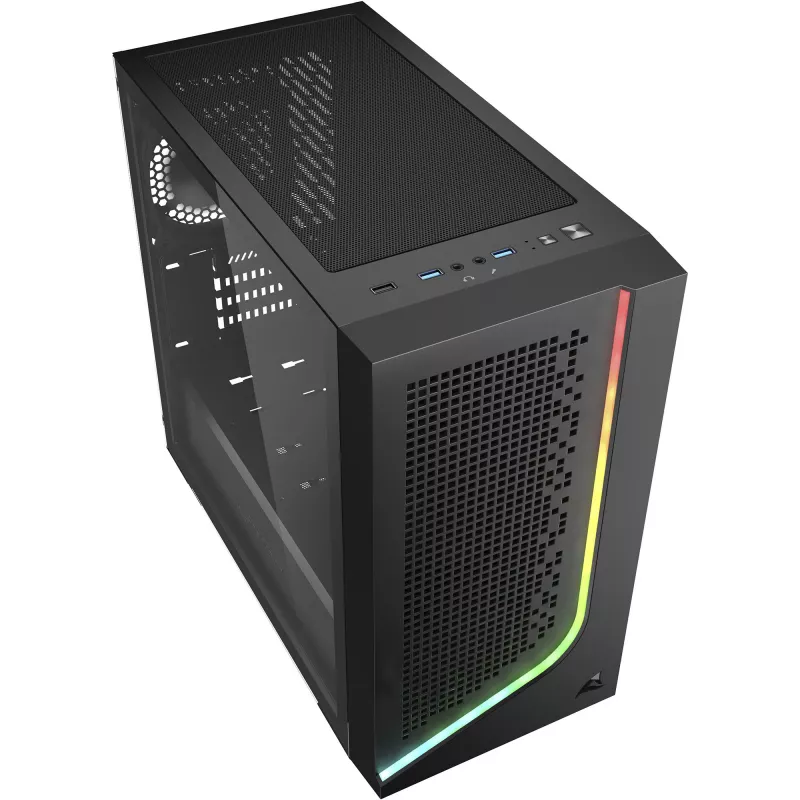 Pc-behuizing Sharkoon J1000 ARGB mATX — mid-tower Micro-ATX-behuizing met ARGB-verlichting